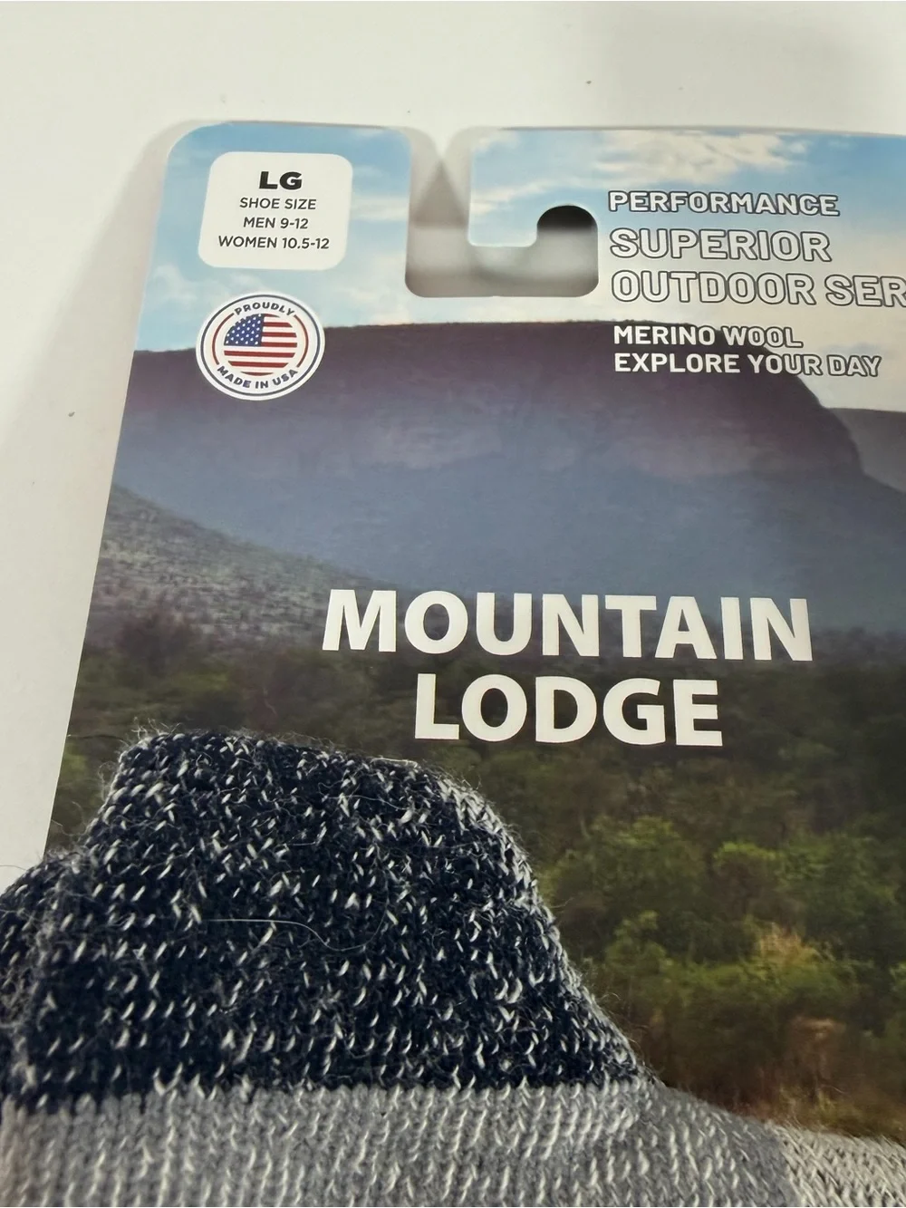 Mountain Lodge Men’s Grey Crew Socks - 2 Pack 75% Merino Wool